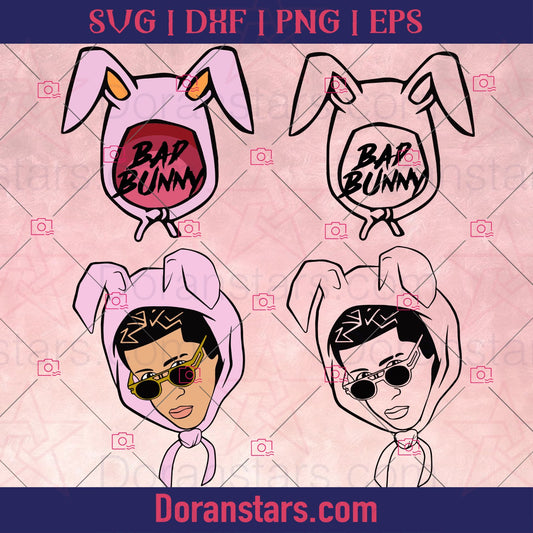 Bad Bunny Svg, Bad Bunny Silhouette Cut Files, Bad Bunny Bundle, Tshirt Files, Bad Bunny Clipart, Svg Files For Cricut, Cricut Vector - doranstars.com
