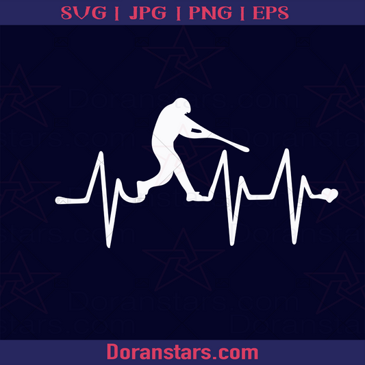 Baseball Heartbeat logo, Svg Files For Cricut, Dxf, Eps, Png, Cricut Vector, Digital Cut Files Download - doranstars.com