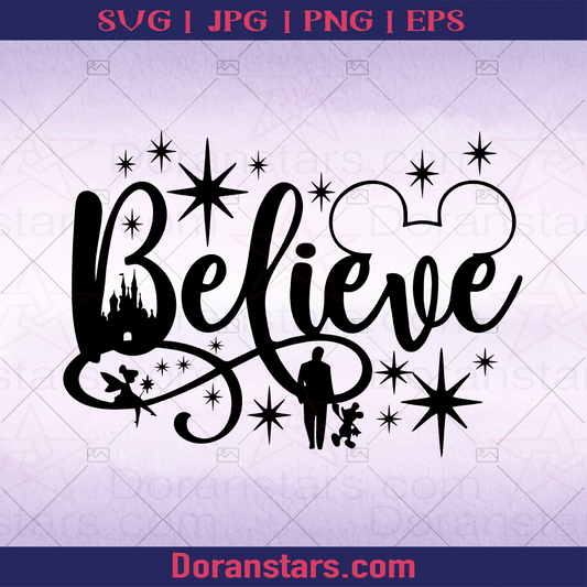 Believe Disney inspired logo SVG Design cut file for Cricut & Silhouette by DoranStars