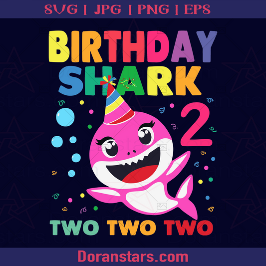 Birthday Shark 2 two logo Birthday SVG cut file for Cricut & Silhouette by DoranStars