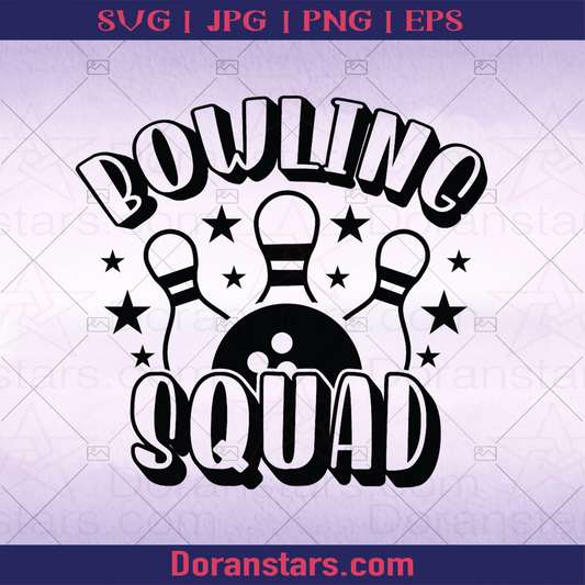Bowling Squad, Strike, Bowling hit Pins logo, Svg Files For Cricut, Dxf, Eps, Png, Cricut Vector, Digital Cut Files Download