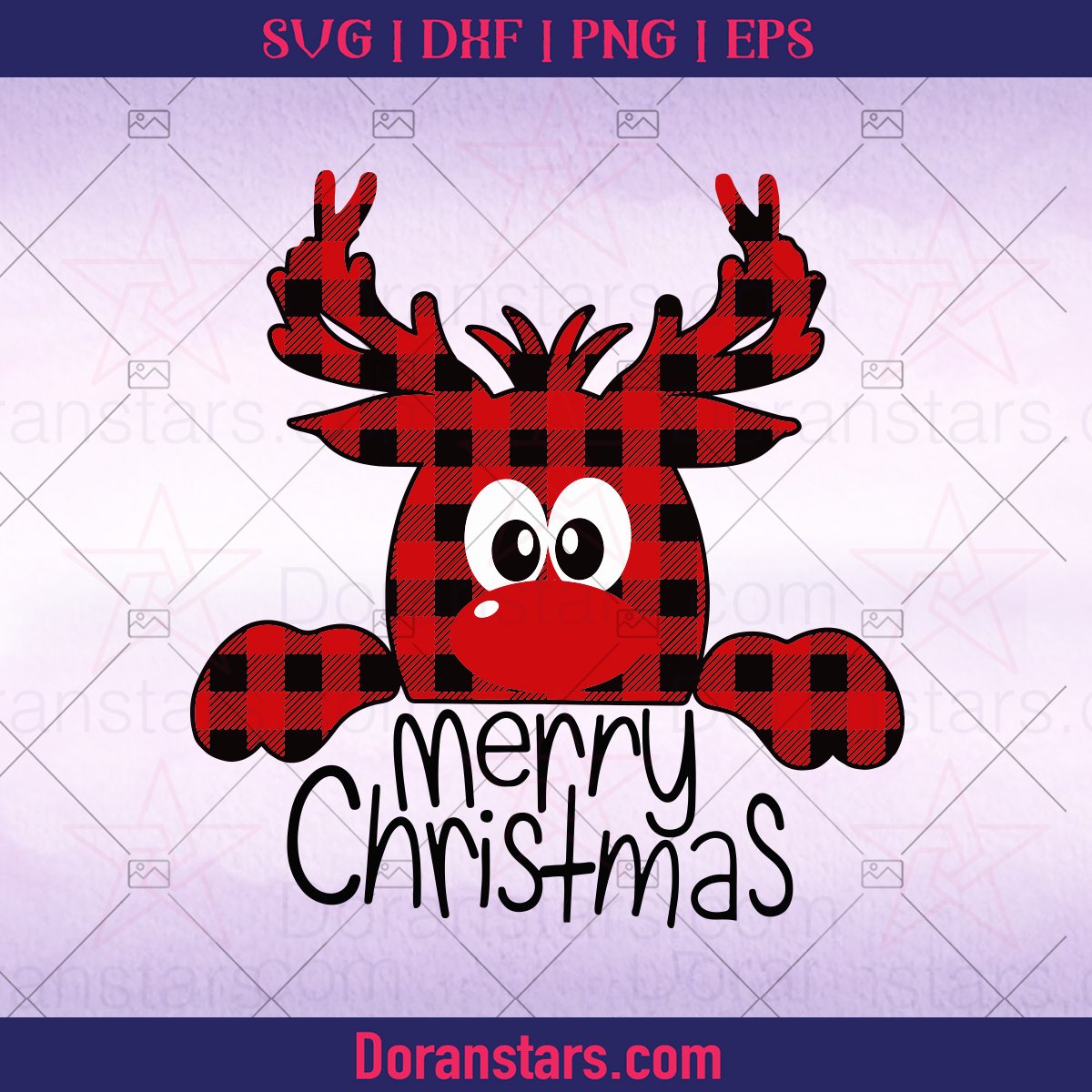 Buffalo Plaid Reindeer Svg,, Reindeer Svg, Peeping Reindeer, Merry Christmas Svg - Instant Download - Doranstars
