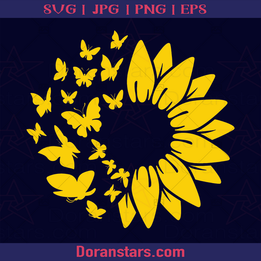 Butterflies Sunflower Football SVG cut file for Cricut & Silhouette by DoranStars
