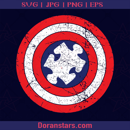 Captain America Autism, Captain America Avenger logo Autism Awareness SVG cut file for Cricut & Silhouette by DoranStars