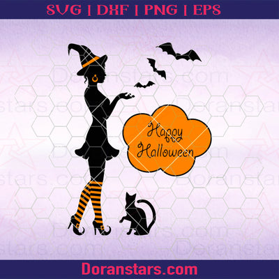 Cat and itch on Halloween Digital Cut Files Svg, Dxf, Eps, Png, Cricut Vector, Digital Cut Files Download