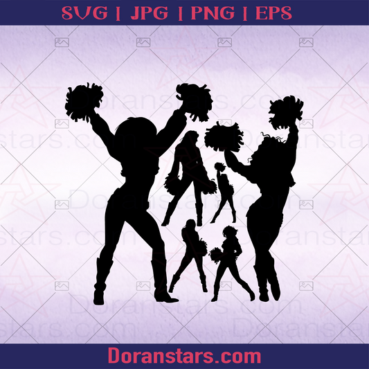 Cheer Cheerleading Girl Group With Variety Posture logo, Svg Files For Cricut, Dxf, Eps, Png, Cricut Vector, Digital Cut