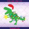 Christmas Dinosaur Svg, Santa T-Rex Svg, Holiday Dino with Lights Svg, Dxf, Eps, Png, Funny Xmas Cut Files - Instant Download - Doranstars