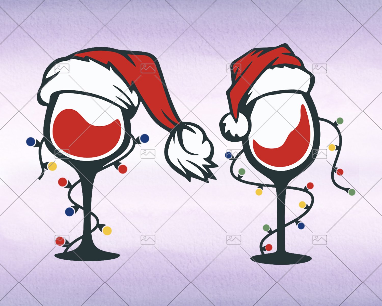 Christmas Lights Santa Wine Glass Svg, Instant Download - Doranstars
