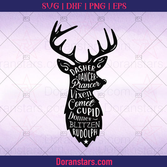 Christmas Reindeer SVG Design, Rudolph SVG File, Christmas shirt SVG, Reindeer svg cut file for Cricut, Christmas vacation svg - Instant Download - Doranstars