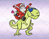 Christmas Santa Riding Dinosaur Trex Xmas - Svg, Instant Download - Doranstars