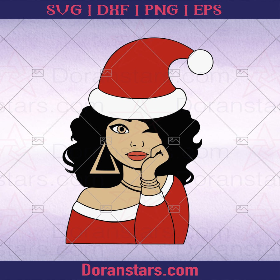 Christmas Wink Doll SVG, Black Woman svg, black women, African American svg, afro woman, sublimation, vinyl png