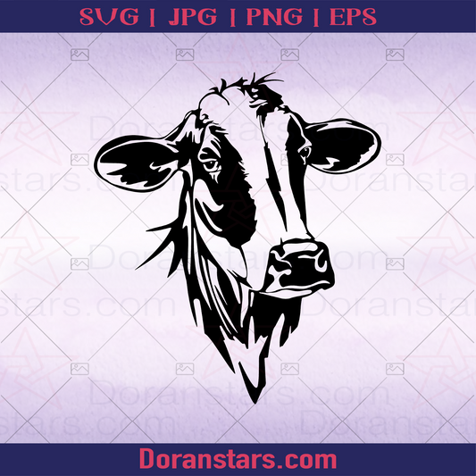 Cow Farmer Silhouette, Happy Cow logo, Svg Files For Cricut, Dxf, Eps, Png, Cricut Vector, Digital Cut Files Download