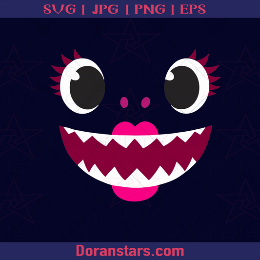 Cute Mommy Baby Shark Face logo Mother's Day SVG cut file for Cricut & Silhouette by DoranStars