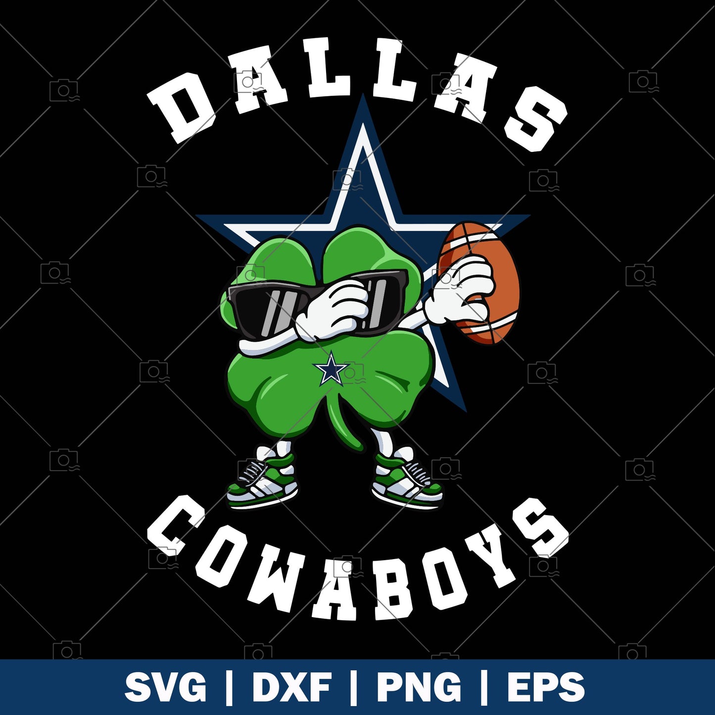 Dallas Cowboys Three Leaf Clover St Patrick's Day Football Sports logo, Svg Files For Cricut, Dxf, Eps, Png, Cricut Vector, Digital Cut Files 