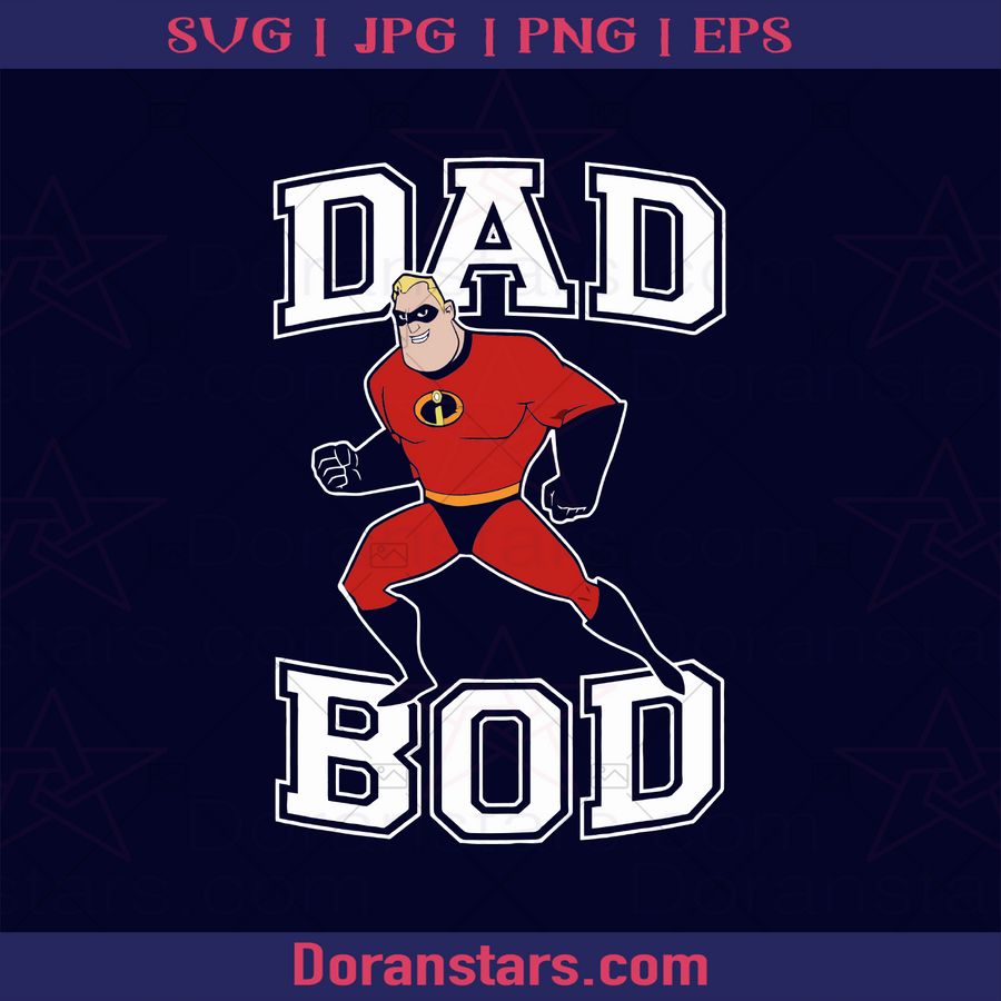 Disney Pixar Incredibles Mr. Incredible Dad Bod Portrait, Father, Blood Father, Father and Son, Father's Day, Best Dad, Family Meaningful Design Gift, Dad Superpower, Father Superheroes logo, Svg Files For Cricut, Dxf, Eps, Png, Cricut Vector, Digital Cut Files Download - doranstars.com