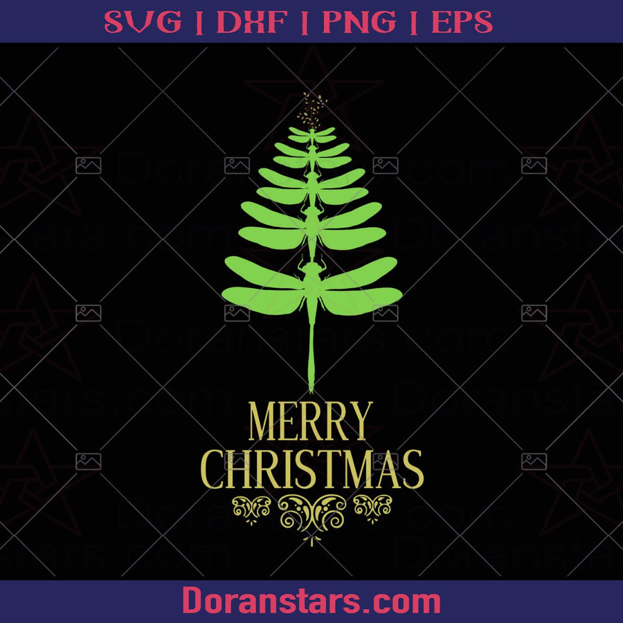 Dragonfly svg - Merry Christmas svg - Instant Download - Doranstars