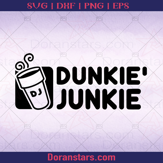 Dunkie' Junkie, Tea lover logo, Svg Files For Cricut, Dxf, Eps, Png, Cricut Vector, Digital Cut Files Download