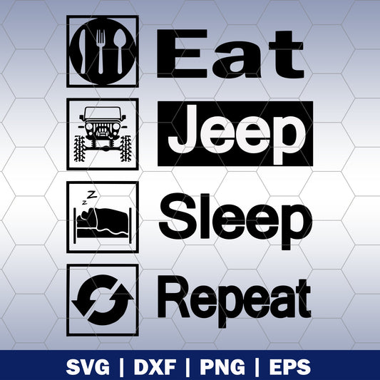 Eat, Jeep, Sleep, Repeat logo Jeep SVG cut file for Cricut & Silhouette by DoranStars