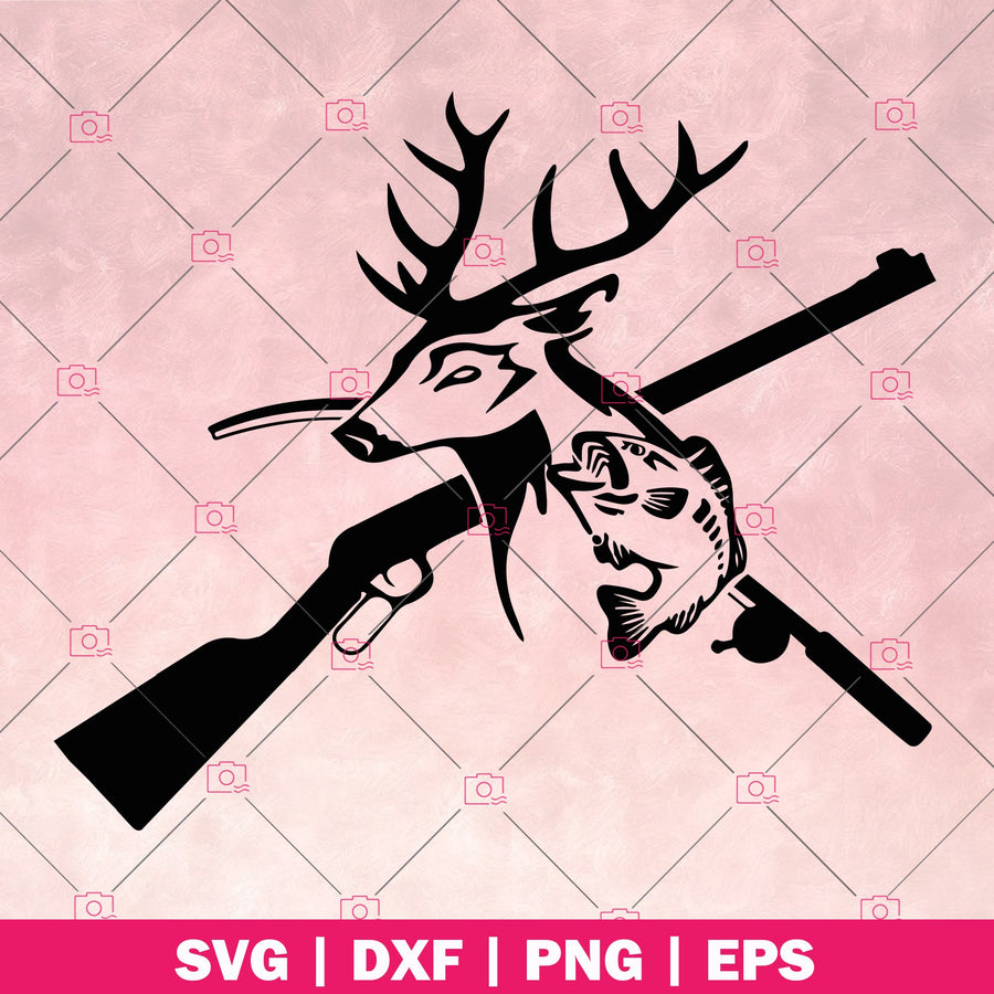 Fishing Hunting logo, Svg Files For Cricut, Dxf, Eps, Png, Cricut Vector, Digital Cut Files, Fishing, Hunting