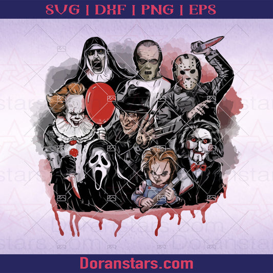 Friends Horror Movies Sublimation Png, Horror Movies Friends Shirt Design, Halloween Horror Characters Png 