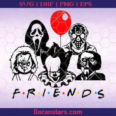 Horror Team Friends Horror Movie Creepy Halloween Svg, Pennywise Jason Voorhees Chucky The Saw Ghostface Svg