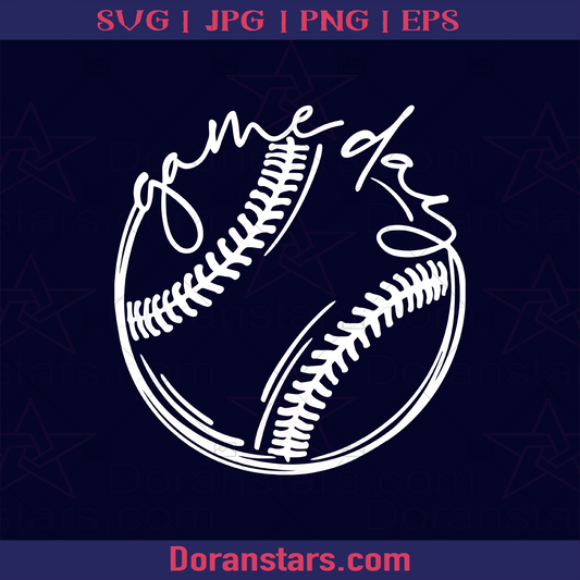 Game Day With Baseball Ball logo, Svg Files For Cricut, Dxf, Eps, Png, Cricut Vector, Digital Cut Files Download