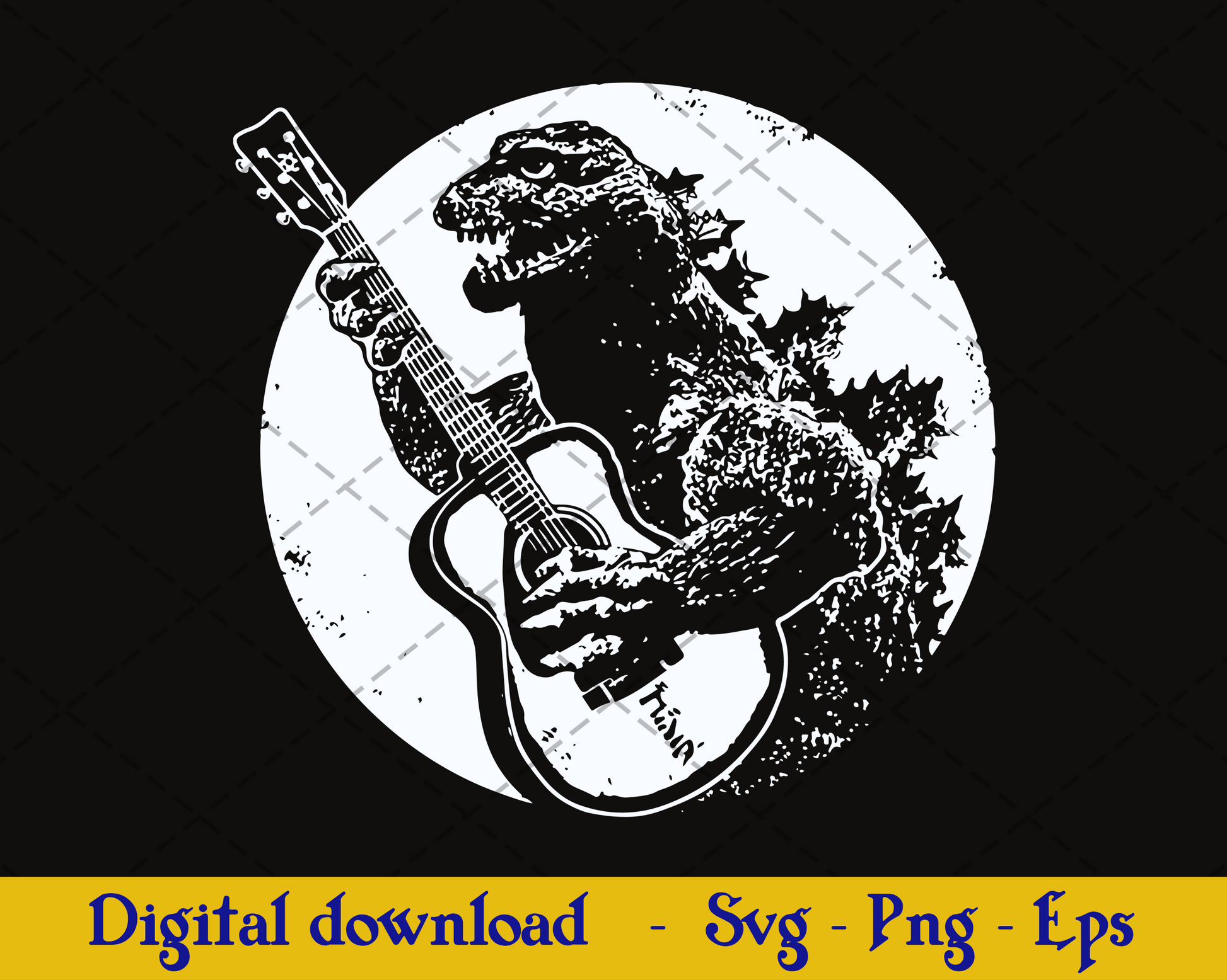 Godzilla Playing Guitar cool, Godzilla vs Kong, svg, digital files logo Music SVG cut file for Cricut & Silhouette by