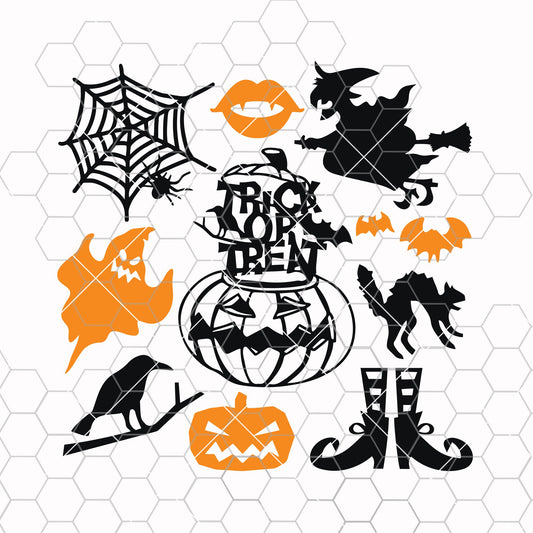 Halloween Svg Dracula Svg Ghost Svg Black Cat Svg Spiderweb Svg Raven Svg Witch Svg Pumpkin Svg Trick of Treat Halloween SVG