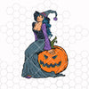 Halloween witch sitting on a pumpkin svg