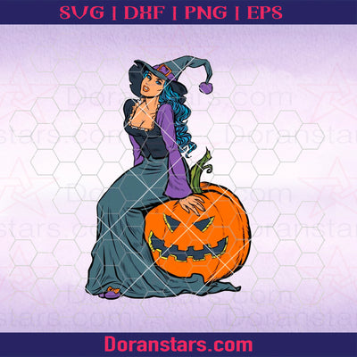 Witch Halloween Svg Witch Sitting On A Pumpkin