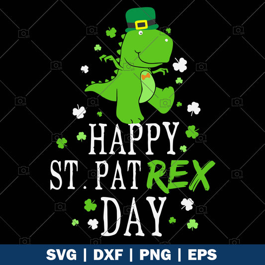 Happy St. Pat T-Rex Day St. Patricks Day logo Dinosaur SVG cut file for Cricut & Silhouette by DoranStars