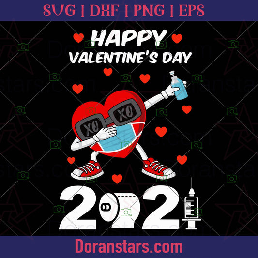 Dabbing Heart In A Mask Happy Valentines Day 2021 - Valentine Svg - Doranstars.com Valentine's Day SVG cut file for Cricut &