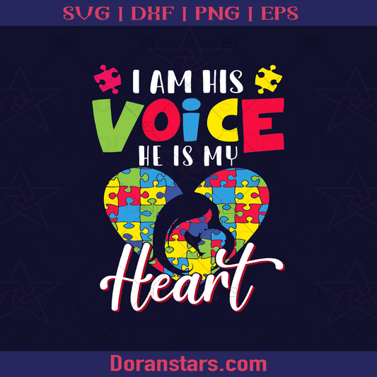 I Am His Voice He's My Heart Puzzle Image logo, Svg Files For Cricut, Dxf, Eps, Png, Cricut Vector, Digital Cut Files