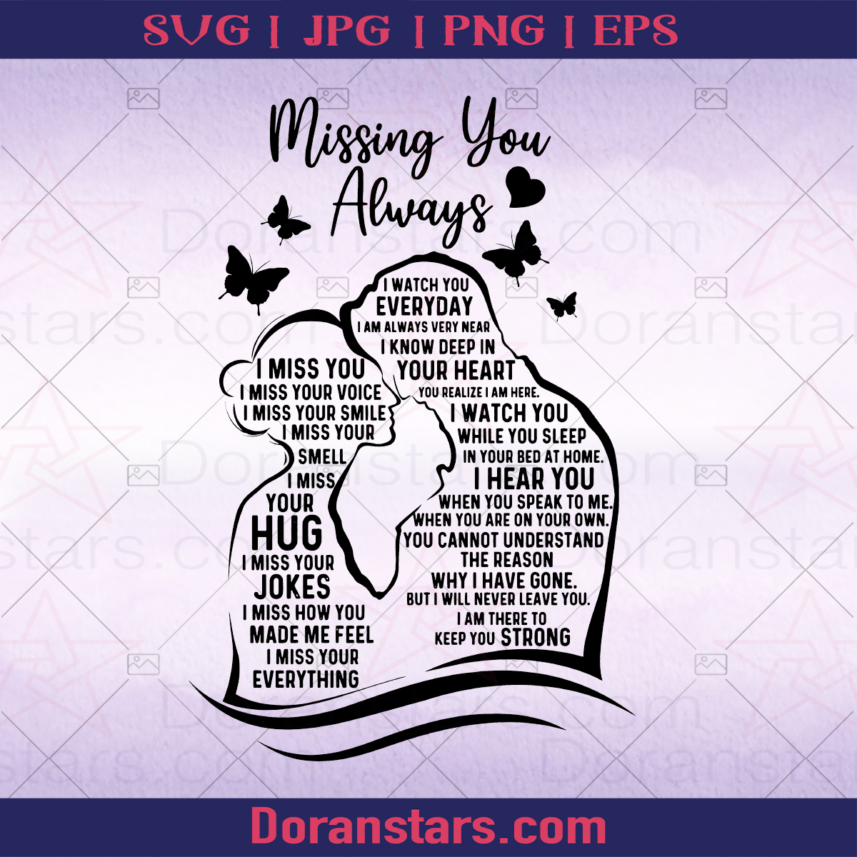 I Missing You Always logo SVG Design cut file for Cricut & Silhouette by DoranStars