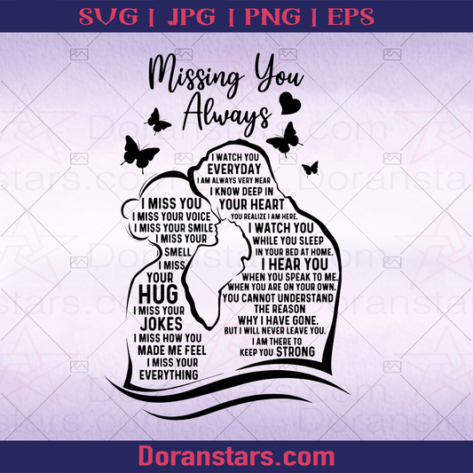 I Missing You Always logo SVG Design cut file for Cricut & Silhouette by DoranStars