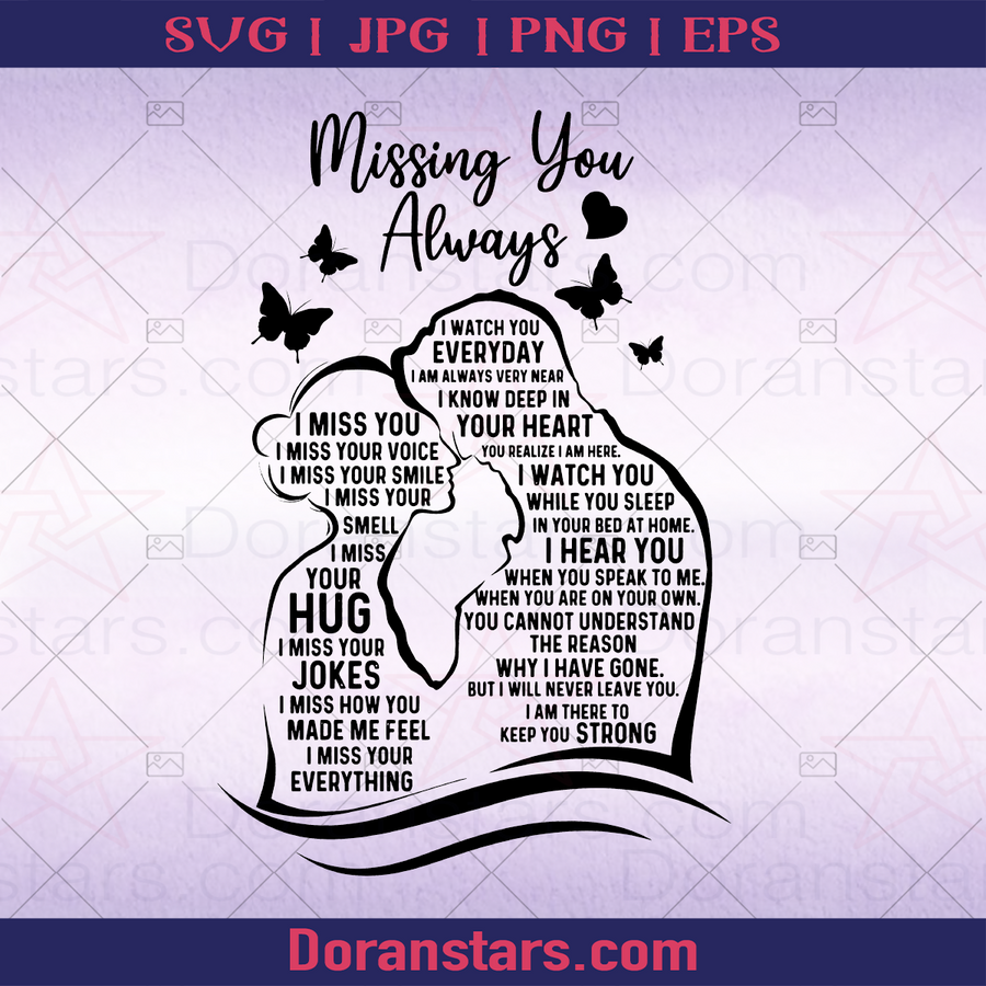 I Missing You Always, Couple, Love, Married, Girlfriend, Boyfriend, Dating, Pass Away, Butterfly, Text logo, Svg Files For Cricut, Dxf, Eps, Png, Cricut Vector, Digital Cut Files Download - doranstars.com