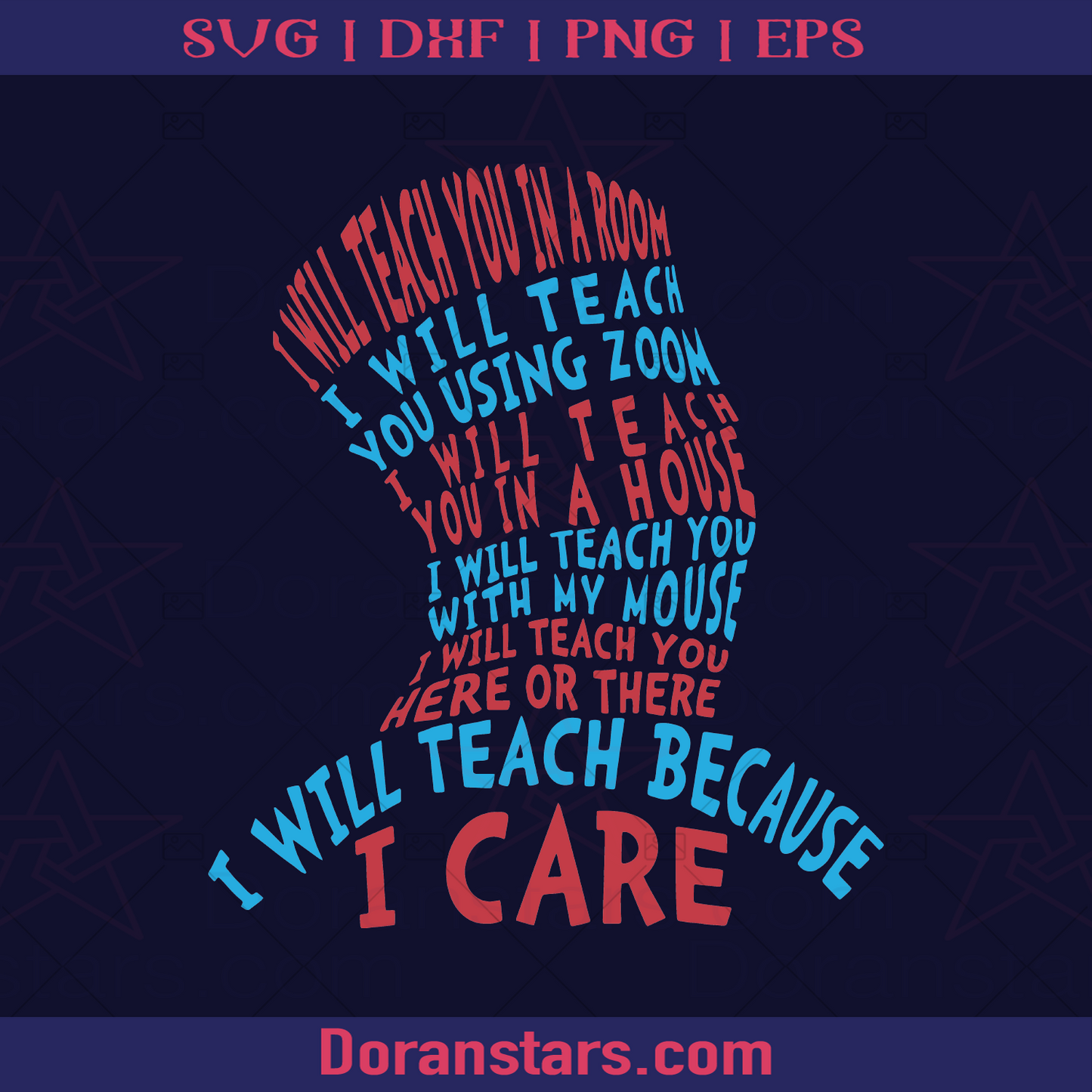 I WIll Teach You - teacher, Dr Seuss Top Hat logo, Svg Files For Cricut, Dxf, Eps, Png, Cricut Vector, Digital Cut Files