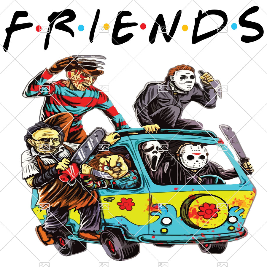 Jason and Friends Sublimation PNG Instant Download Horror Movie PNG Halloween Sublimation Jason, Penny Wise, Scary Movie Clipart
