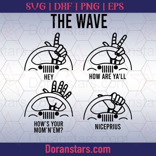 The Jeep Wave Svg - png - eps - dxf vector files for Silhouette Cameo, Cricut, clipart for DIY gifts - Doranstars.com