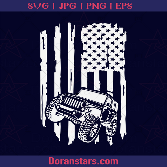 Jeep flag - America Off-Road Jeep logo Jeep SVG cut file for Cricut & Silhouette by DoranStars