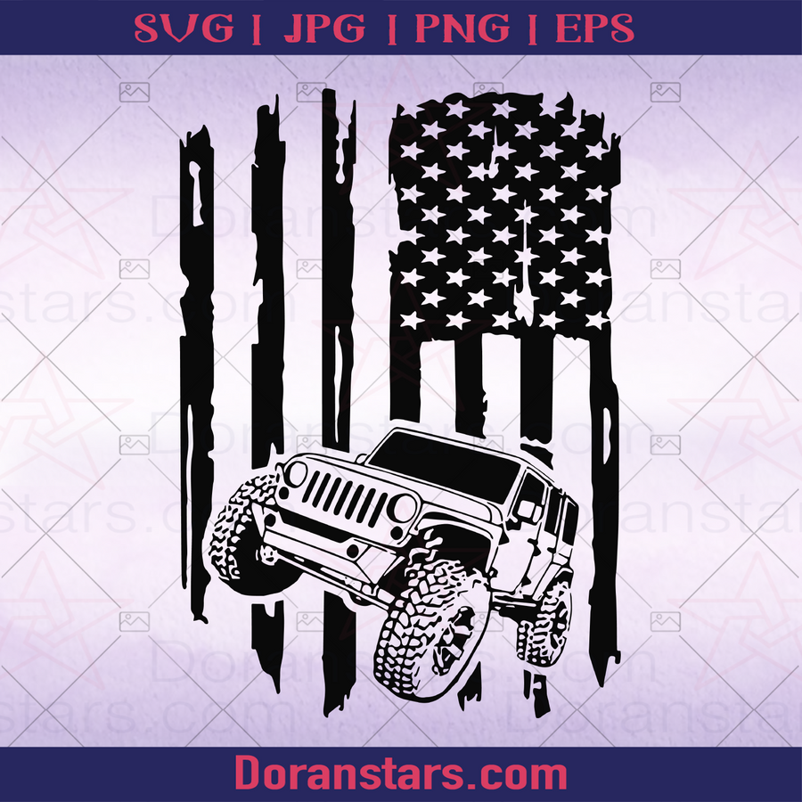 Jeep flag Retro Style Black And White, Monochrome Off Road Vehicle jeep Truck, Jeep For Sale, Jeep Icon For Sale, Black Jeep, Travel, Travel Lover, Holiday, Traveller Design, America Travel, Offroad , Off Road Design, Icon, Vector logo, Svg Files For Cricut, Dxf, Eps, Png, Cricut Vector, Digital Cut Files Download - doranstars.com