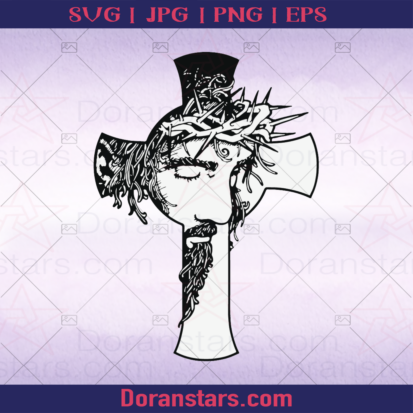 Jesus Cross With His Face logo, Svg Files For Cricut, Dxf, Eps, Png, Cricut Vector, Digital Cut Files Download