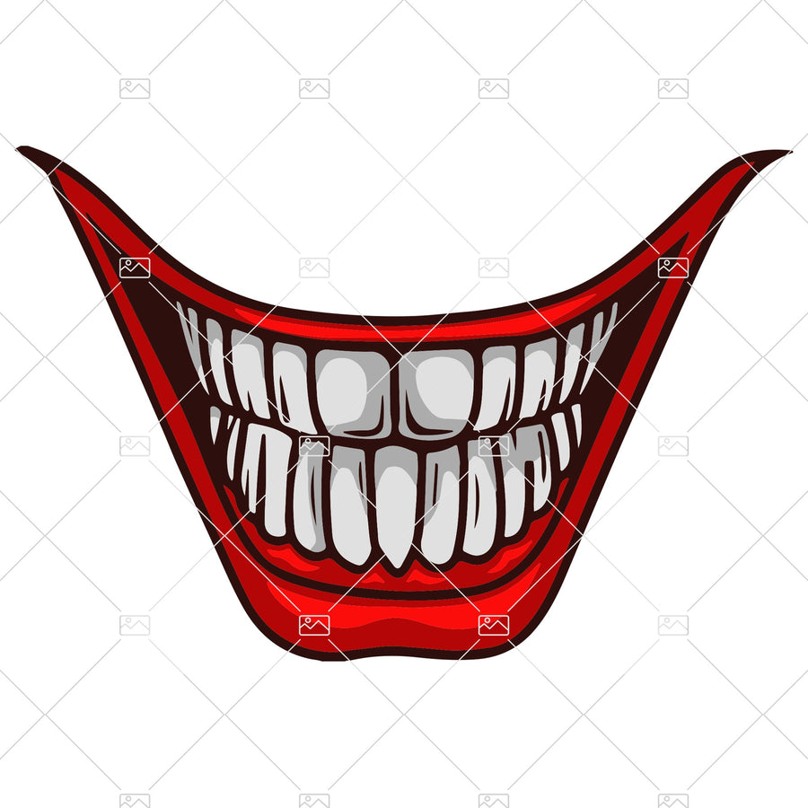 Joker Smile Clown Laughing Ha Funny Mouth Mask Evil Grin Grinning Teeth Laugh Joke Trick Art Design Element Logo SVG PNG Clipart Vector Cut