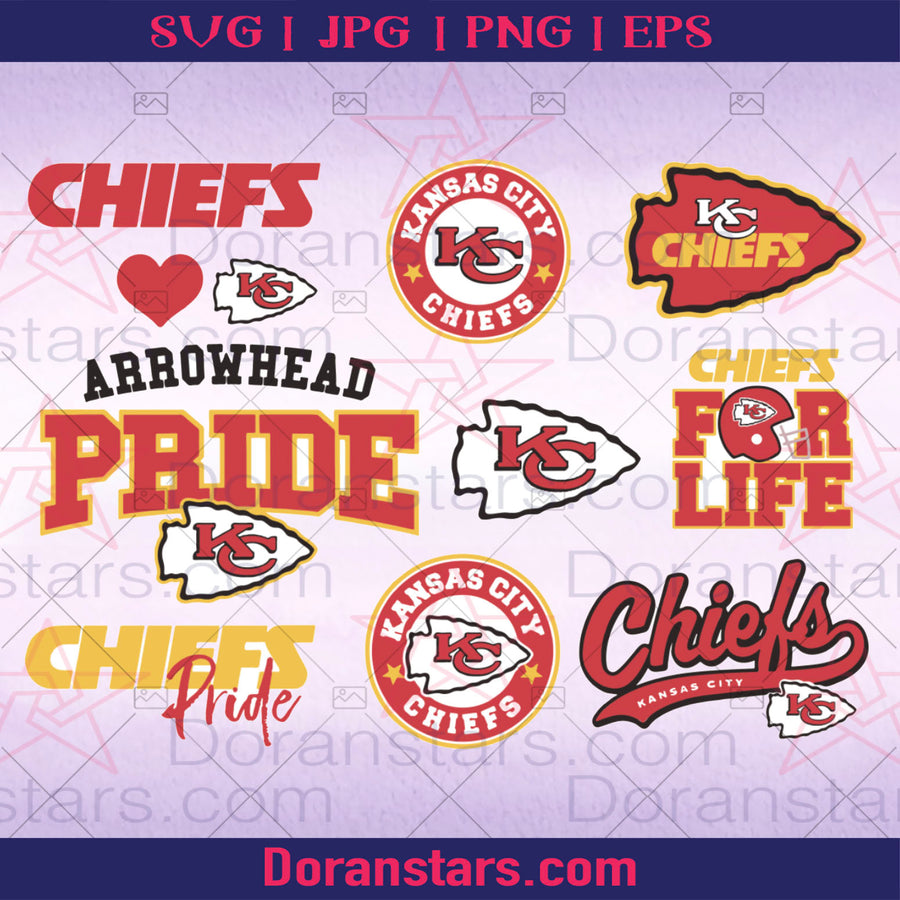Doranstars Kansas City Chiefs SVG, Kansas City Chiefs files, chiefs logo, football, silhouette cameo, cricut, cut, digital clipart, layers, png dxf ai