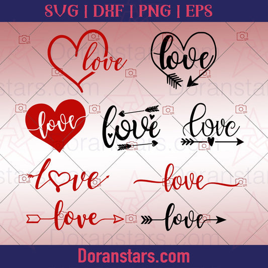 Love - Heart Shape Bundle Svg - Valentine Svg - Doranstars.com