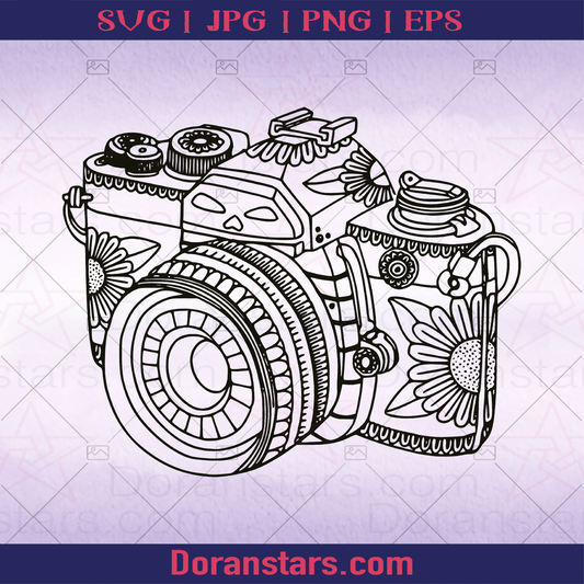 Mandala Camera Vintage, Travel Design, Art Mandala, Mandala art, mandala tatoo, Flower pattern, mandala Flower, Mandala Design logo, Svg Files For Cricut, Dxf, Eps, Png, Cricut Vector, Digital Cut Files Download - doranstars.com