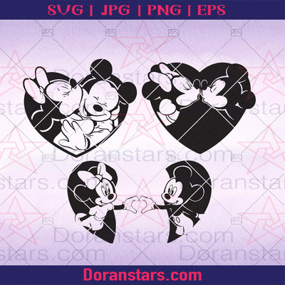 Mickey Mouse SVG, Minnie Mouse SVG, Disney Character, Clipart, Cricut, Silhouette, Cut File, Vector, Vinyl File, Eps, Png, Dxf