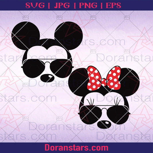 Mickey Mouse aviator glasses svg dxf, Minnie Mouse aviator glasses svg dxf, mickey minnie head svg dxf, Cricut svg dxf eps png, cut file