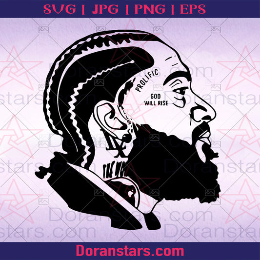 Nipsey Hussle silohuette, svg png jpg digital, trending, cricut, laser, los angeles, LA, music icon. vinyl, unique, art, rap, nipsey art