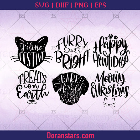 Pet christmas ornament svg bundle HAND LETTERED  fur family ornament svg  dog christmas ornament svg  christmas svg  cat christmas svg